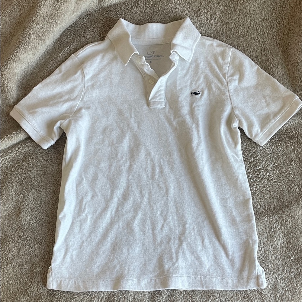 Vineyard Vines Off-White Polo with Whale Logo